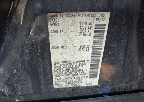 2013 Nissan Altima 2.5 Sv z USA, uszkodzony, nr VIN 1N4AL3AP5DC146378